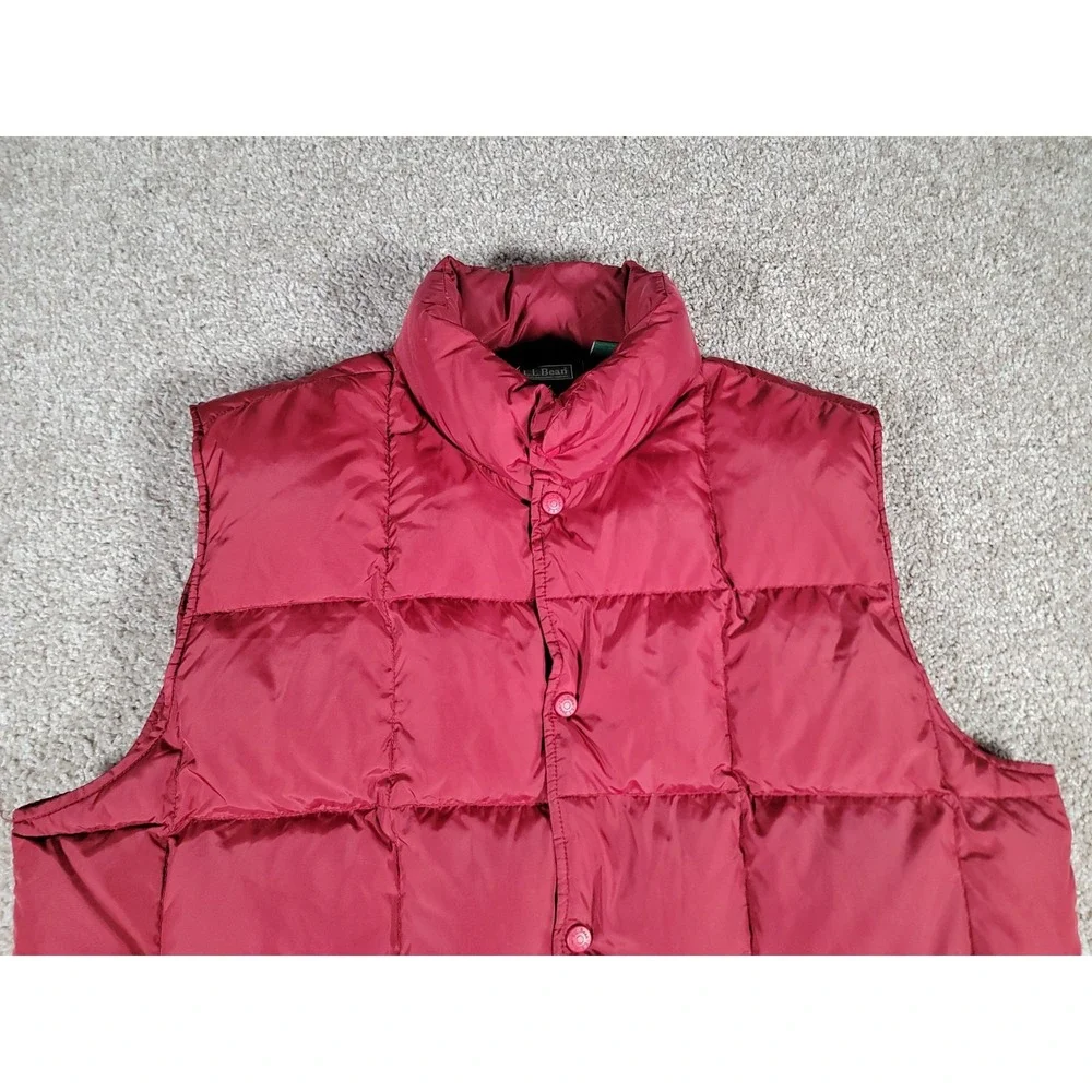 VTG LL Bean Goose Down Puffer Vest Snap Button Hiking Trail Camping XL Mens Warm